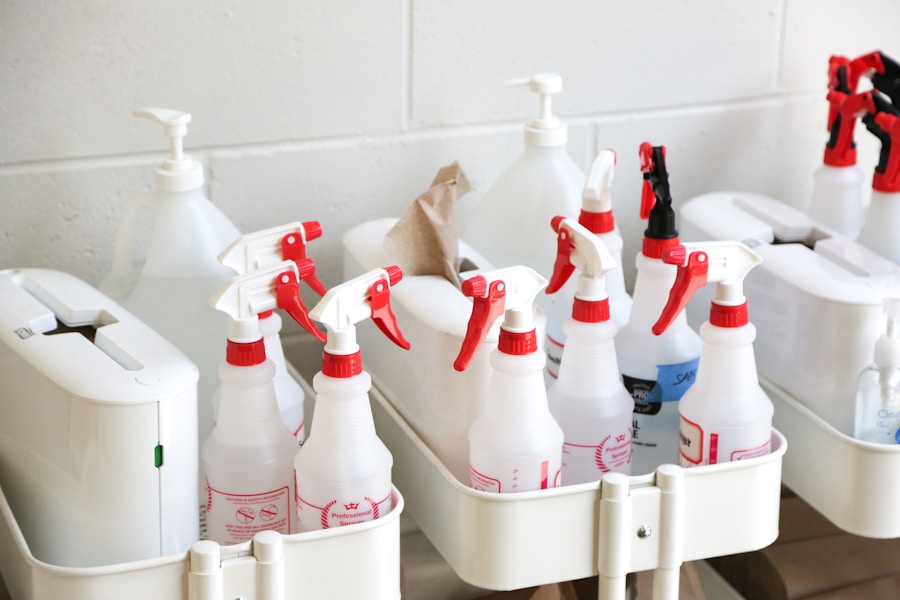 Household cleaning bottles